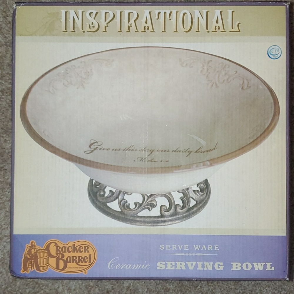 NIB ceramic serving bowl with Bible verse